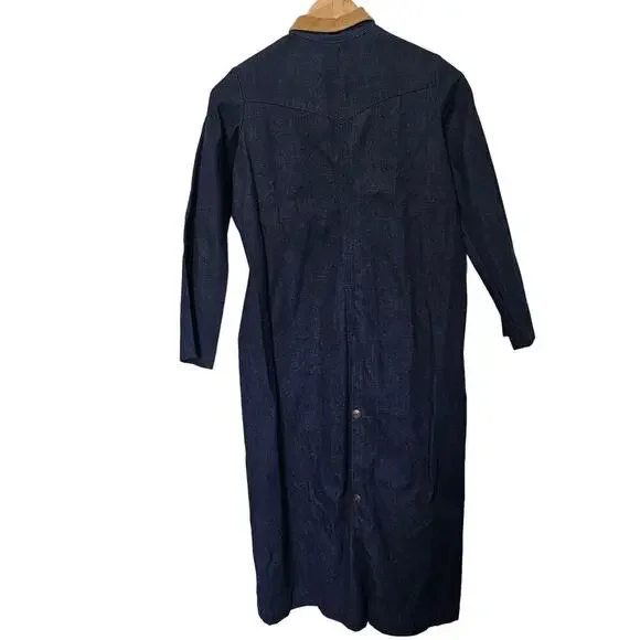 Vintage American West Denim Jacket 80s Womens Small Ranch Coat Western Chore - Picture 2 of 11